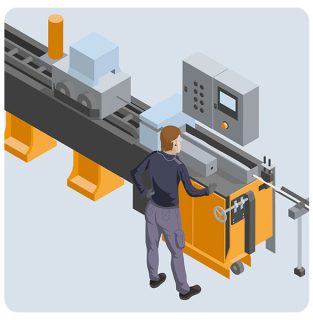 Pictogram illustrating the cold drawing process at Forécreu